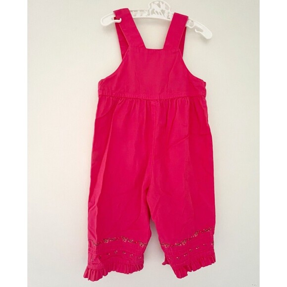 Vintage Baby Girl Carter's 9 Month Playful Pink Overalls Floral Embroidered - Picture 4 of 13